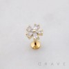 ROUND 5 PETALS CZ FLOWER THEADLESS (PUSH IN) 316L SURGICAL STEEL LABRET SET